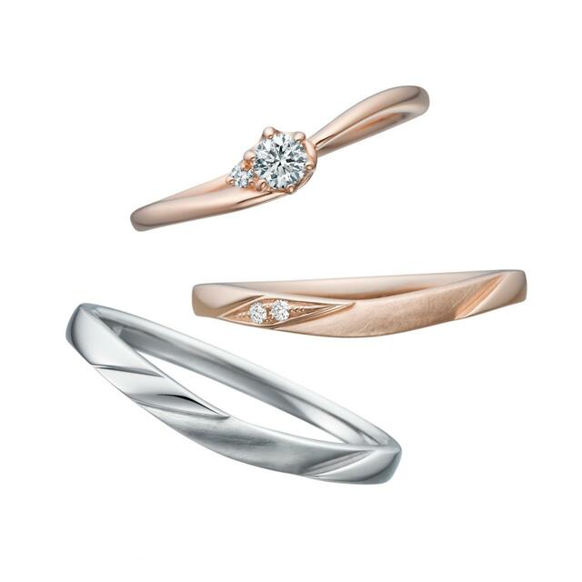 Shining World - 輝く世界 -|(上)エンゲージリング 176,000円(税込) (中・下)マリッジリング 各99,000円(税込)