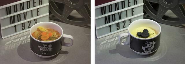 （左）ミネストローネ　｜税込990円　　（右）ソイミルクコーンスープ｜税込990円