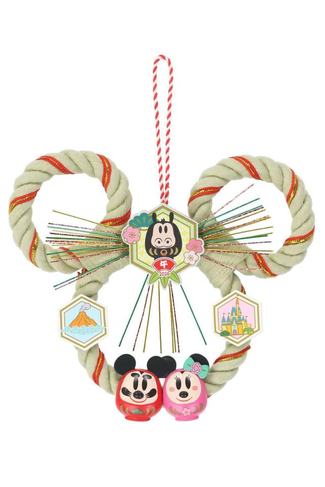 しめ飾り 4,400円|東京ディズニーリゾートお正月グッズ|販売店舗:東京ディズニーランド「グランドエンポーリアム」、東京ディズニーシー「エンポーリオ」|発売日:2025年12月1日(月)