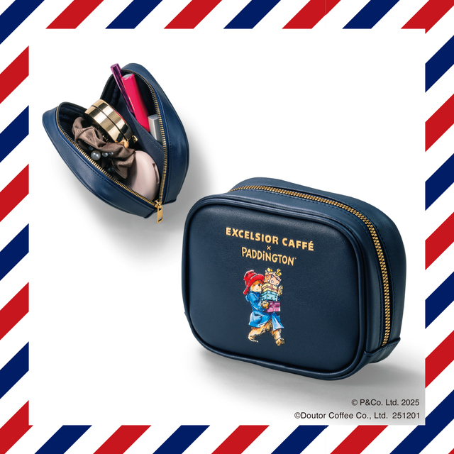 「エクセルシオール カフェ×パディントン（TM）オリジナルポーチ」＜サイズ：W160×H120×D60mm＞【「エクセルシオール カフェ」×「パディントン（TM）」の初コラボ福袋「2026 HAPPY BAG」は、12月1日より店頭にて予約受付開始！】