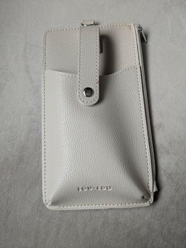 【SOU・SOU レザー調スマホポシェット】表側：サイズ（約）高さ19×幅10.5cm