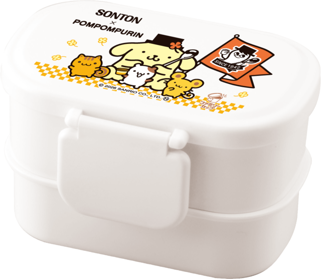 「オリジナルデザイン ランチセット(ランチボックス」<期間:2026年4月1日〜>【ソントンのファミリーカップ「とろけるカスタードクリーム」が、ポムポムプリンのコラボパッケージになって数量限定で登場!】