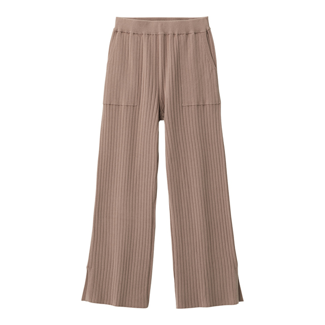 GU／ワイドリブニットパンツ（PINK）