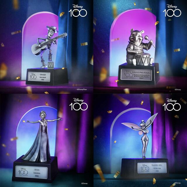 【日本橋三越本店先行販売】＜ロイヤルセランゴール＞ディズニーコレクション D100エディション  左上：ウッディ　右上：くまのプーさん　左下：エルサ　右下：ティンカー・ベル　各55,000円