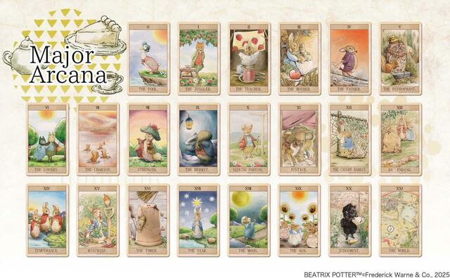 【PETER RABBIT™ TAROT】どのカードも伝統的なタロットの解釈を踏襲しつつ、ピーターラビット™の優しい世界観で再構築されています♪