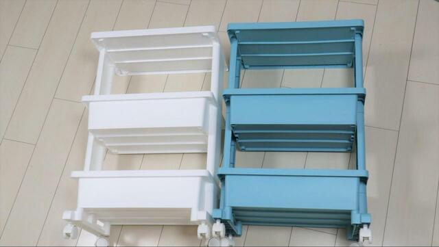 【カインズVSニトリ テーブルワゴン3段】細部も同じデザインで、いずれも日本製