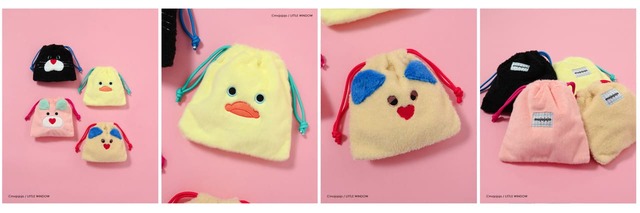 【mojojojo×BREEZE】「mojojojoモチーフ巾着S」(ベージュ/ブラック/ピンク/イエロー)1,650円