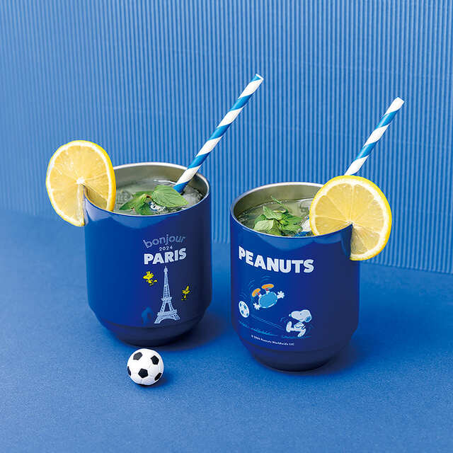 『SNOOPY 真空断熱 スタッキングタンブラー BOOK Football』爽やかなドリンクにもぴったりなブルー