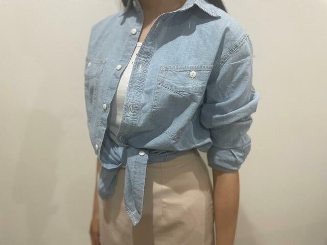 【ワークマン　シャンブレー長袖シャツ】重ね着や上着にも使える！