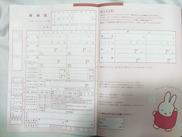 「ミッフィー婚姻届」が付いてきます
