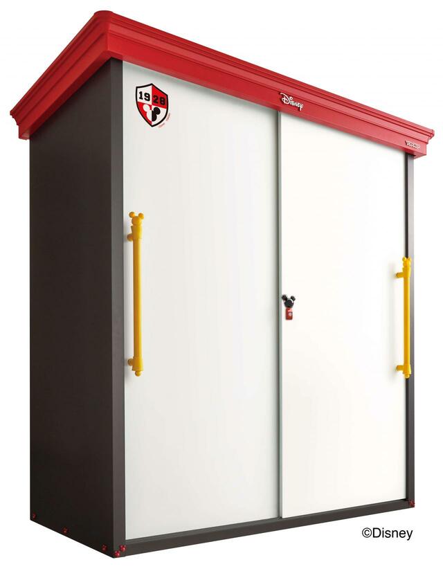 ブラック・レッド・ホワイトをベースにイエローがアクセントのミッキーカラーの本体【ヨド物置 ＜ディズニーシリーズ＞ ミッキーマウスモデル】