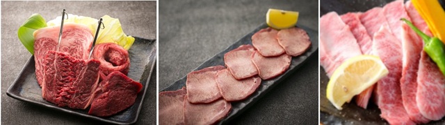 名物4種盛り、牛塩タン（プレミアムコース以上）、上カルビ【焼肉力丸】