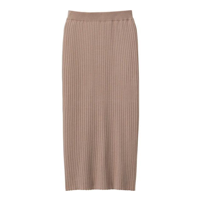 GU／ワイドリブニットナロースカート（PINK）