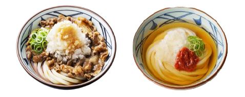 『鬼おろし肉ぶっかけうどん』（冷） 『梅おろし冷かけうどん』（冷）