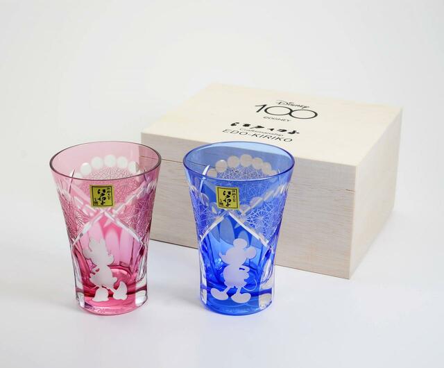江戸切子ミッキーミニーペアセット石塚硝子./132,000円