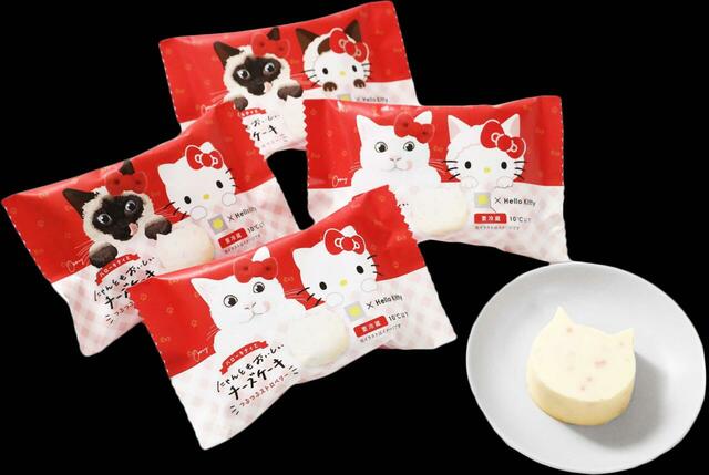 「ハローキティとにゃんともおいしいチーズケーキ～つぶつぶストロベリー～」＜価格：330円（税込）＞【「ねこねこ」と「ハローキティ」が初コラボ！可愛すぎる“にゃんともおいしいケーキ”や“限定トートバック”が手に入る♪】