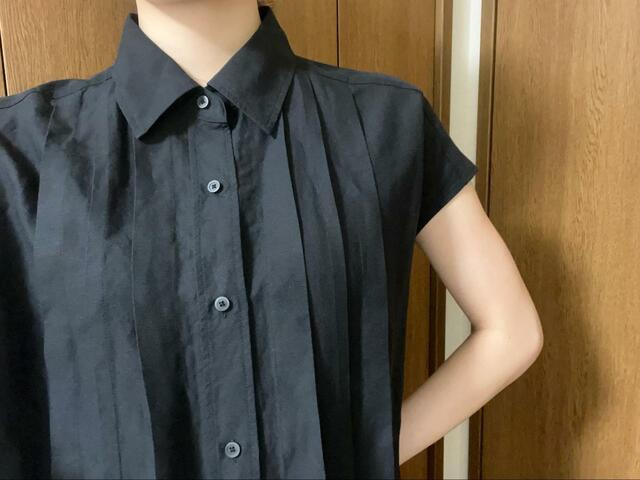 【UNIQLO リネンブレンドシャツワンピース】フレンチスリーブでさりげなく二の腕カバー