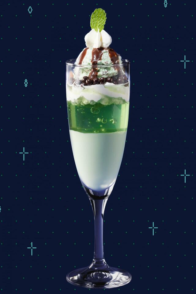 「チョチョコミン党グラスパフェ」<390円(税込429円)コミン党グラスパフェ>【チョコミン党フェア】