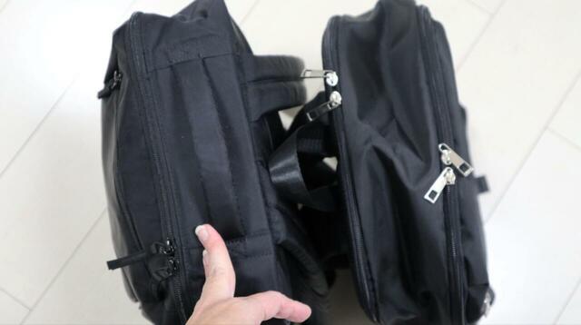 【Honeys 多収納スクエアリュック】長時間背負ったり、手持ちで移動したりする想定でなければHoneysのリュック（右）でも十分な機能性です◎