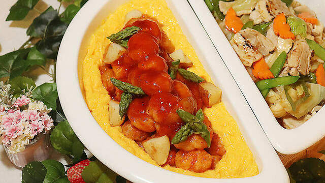 「春の3色チリソース炒め」＜期間：2026年3月1日〜5月31日＞【つま恋の“春メニュー”が勢ぞろい！つま恋リゾート彩の郷で「春爛漫ピクニック気分のごちそうバイキング」開催！】