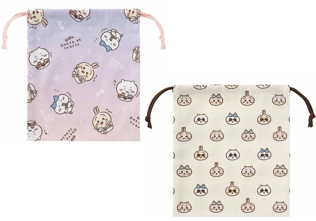 【ちいかわらんど　TOKYO Station】東京みやげ ほどよいサイズの巾着 2種　各1,320円(税込)