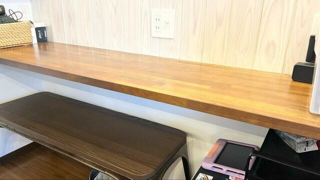 【山崎実業 tower 蓋付き収納ボックスワゴン・AFTER】全部の荷物が収まり、カウンターテーブルの上が完全にまっさらな状態に！