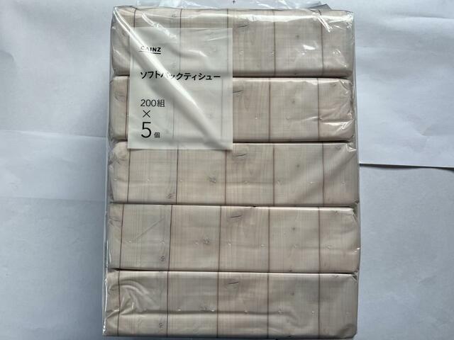 【カインズ CAINZ ソフトパックティシュー 200組×5個パック】外袋のデザインがおしゃれ