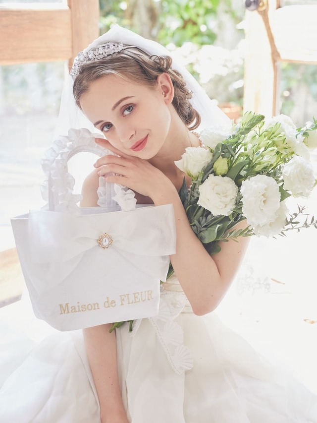 【Maison de FLEUR】パールレースオーガンジーリボントートSバッグ ¥5,800