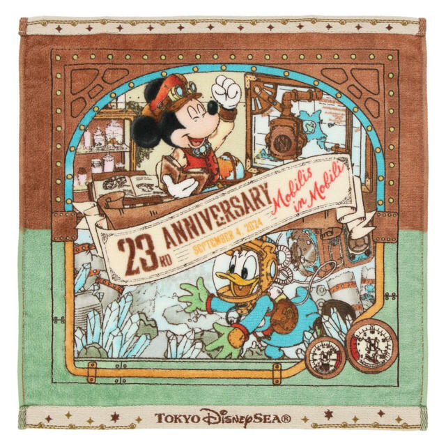 ウォッシュタオル 880円｜東京ディズニーシー開園23周年をお祝いするグッズ｜販売店舗：東京ディズニーシー「ノーチラスギフト」｜発売日：2024年9月4日（水）