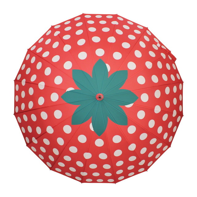 和柄テキスタイル16本傘-いちご