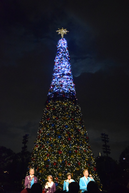 「アナ雪」の曲にのせ輝きだすツリー ©Disney