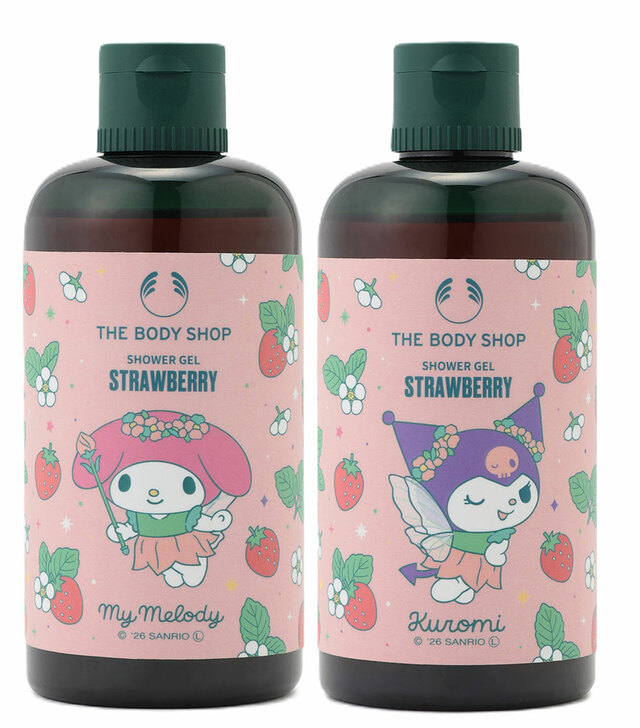 【THE BODY SHOP×マイメロディ＆クロミ】シャワージェル ST(香り：ストロベリー)250mL　1,980円(税込)