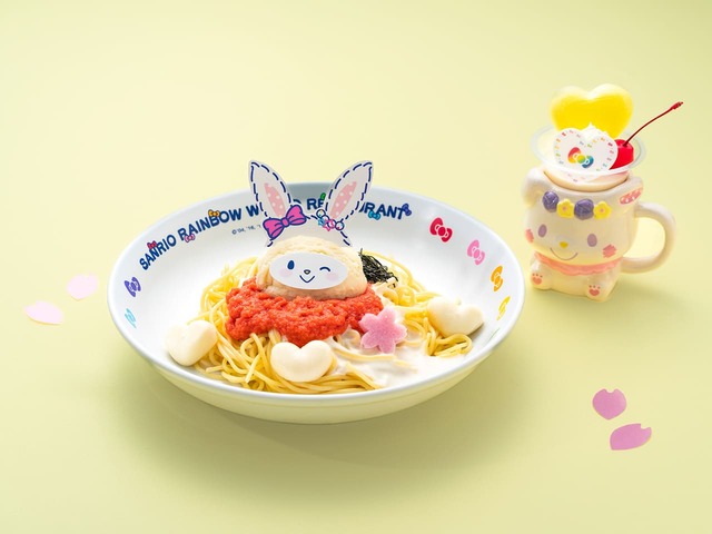 ウィッシュミーメルをモチーフにした「桜咲く♡明太子クリームパスタ~デザートカップ付き~」