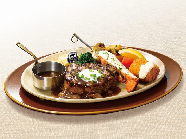 アンガスサーロインステーキ100g＆オマール海老のグリルと紅ずわい蟹のクリームコロッケ