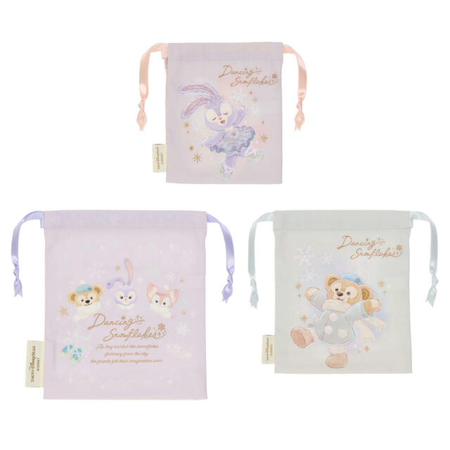 きんちゃくセット 2,700円｜東京ディズニーシー「ダッフィー＆フレンズのダンシング・スノーフレークス」スペシャルグッズ｜販売店舗：東京ディズニーシー「マクダックス・デパートメントストア」｜発売日：2024年11月2日（土）