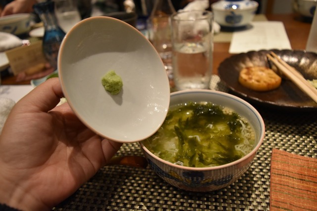 アオサ入り茶漬けはわさびを入れて