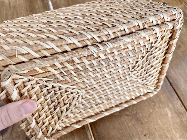 【無印良品　ラタンボックス取っ手付・スタッカブル】底も頑丈！