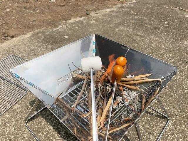 【ワークマン 折り畳みBBQグリル】焚き火、楽しい