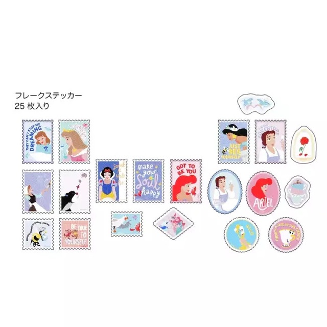 ディズニーキャラクター シール・ステッカー フレーク 切手風 ディズニープリンセス Sticker Collection 700円