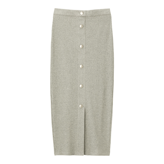 GU（ジーユー）『リブフロントボタンナローミディスカート』