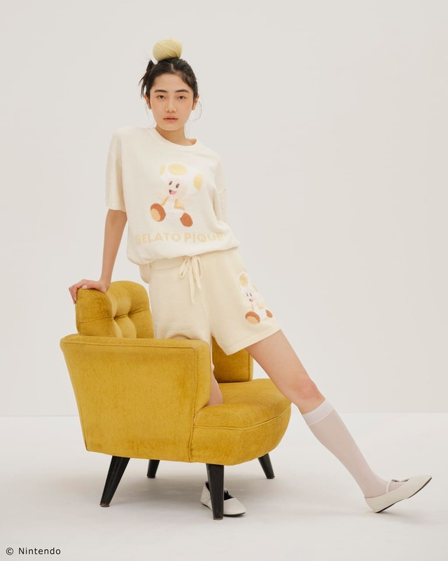 【スーパーマリオ】【レディース】キノピオ＆ヨッシージャガードプルオーバーショートパンツセット イエロー　￥16,280／コーディネートをより楽しめるよう、上下で少し色を変えているところもポイント！