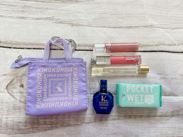 これだけのものを収納することができました！【紀ノ国屋】ミニミニバッグ：ラベンダー