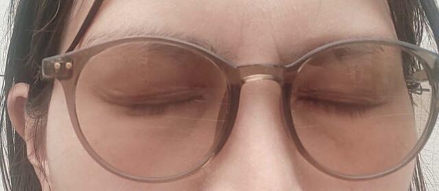 屋外で使用した様子(レンズが濃い茶色に変化)