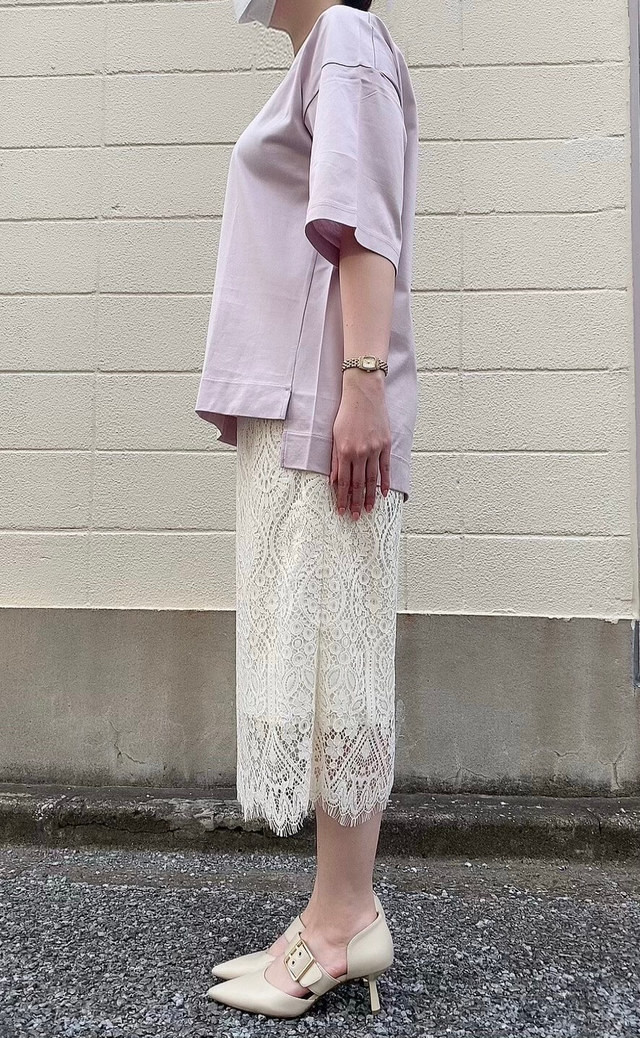 【UNIQLO（ユニクロ）】スーピマコットンオーバーサイズT（5部袖）レディース　ピンク　Sサイズ着用