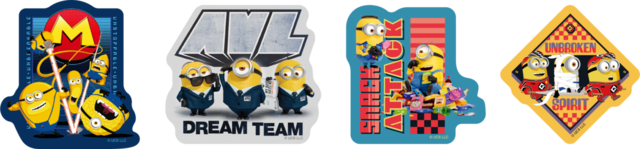 「第2弾「「オリジナルステッカー」全4種」＜期間：2024年7月9日〜＞【ファミマ限定！ミニオンの大好物の“バナナ”がおいしく超変身したスイーツが登場！】