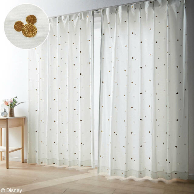 星柄刺繍のUVカット・遮像・遮熱ボイルレースカーテン「ミッキーモチーフ」 | ¥ 7,990~13,900 (税込)