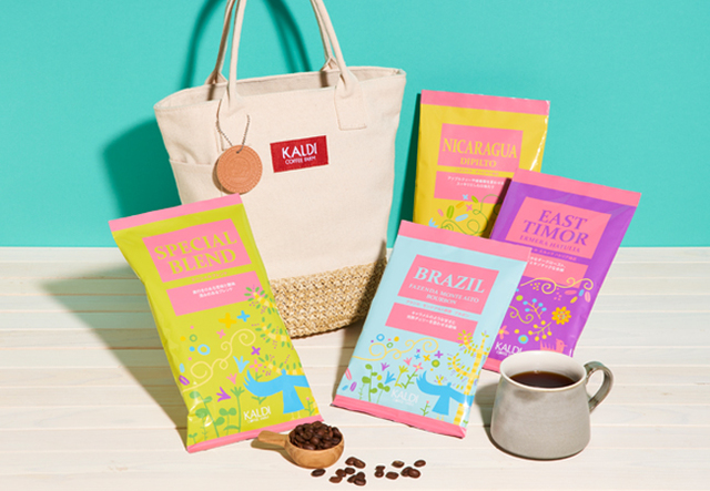 4種のコーヒーが入った春のコーヒーバッグ