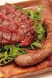 トラットリア29（西荻窪）　宮崎県産黒毛和牛ランプの炭火グリル（約2人前） 4500円  自家製サルシッチャの炭火グリル　1本950円