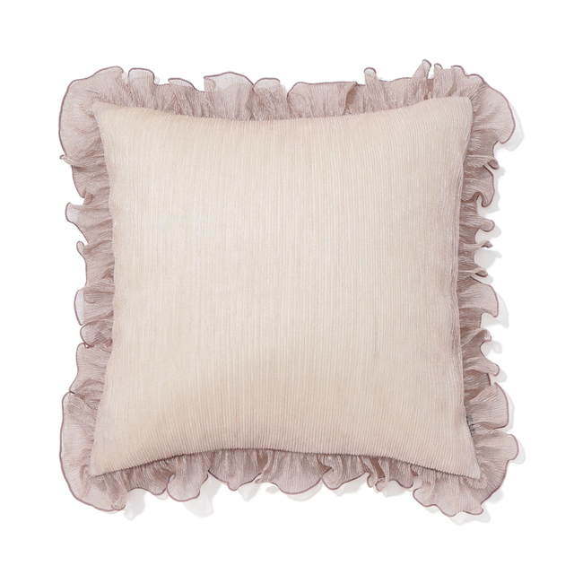 【Francfranc（フランフラン）】フリル クッションカバー ライトピンク