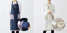 【紀ノ国屋】紀ノ国屋 リバティプリント エプロン＆ミトンセット（ネイビー／ナチュラル）